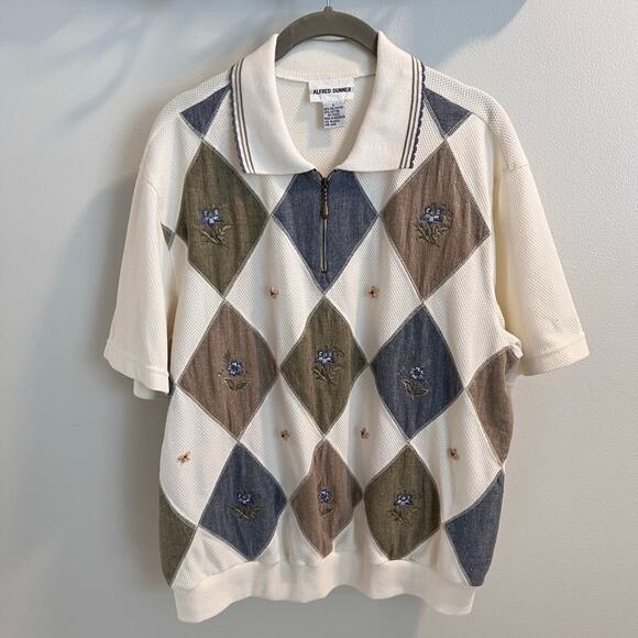 Vtg Alfred Dunner Quarter Zip Collared Pullover Polo Shirt Size L - Picture 1 of 8